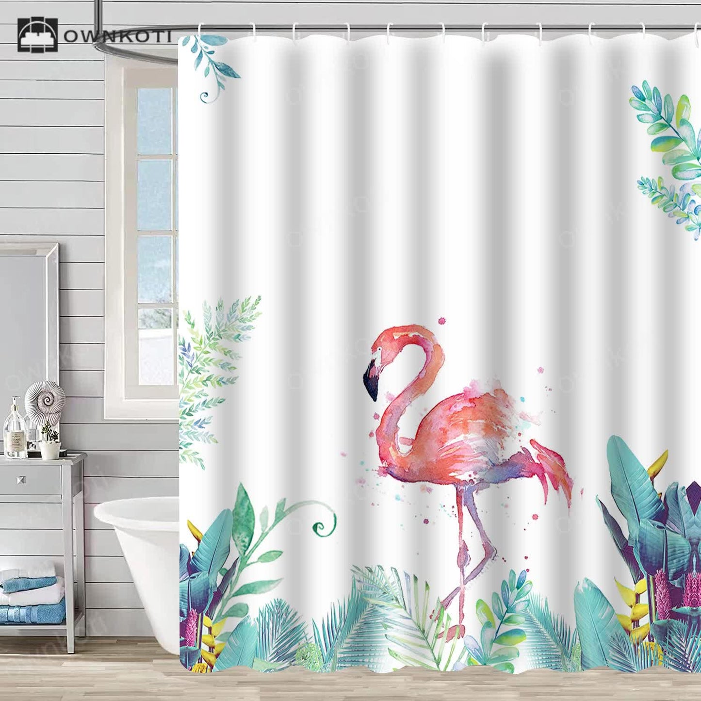 Flamingo Waterproof Decorative Shower Curtain