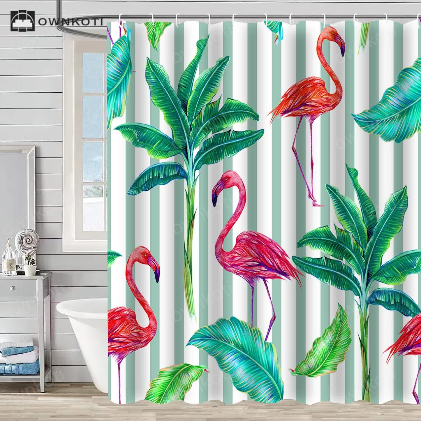 Flamingo Waterproof Decorative Shower Curtain