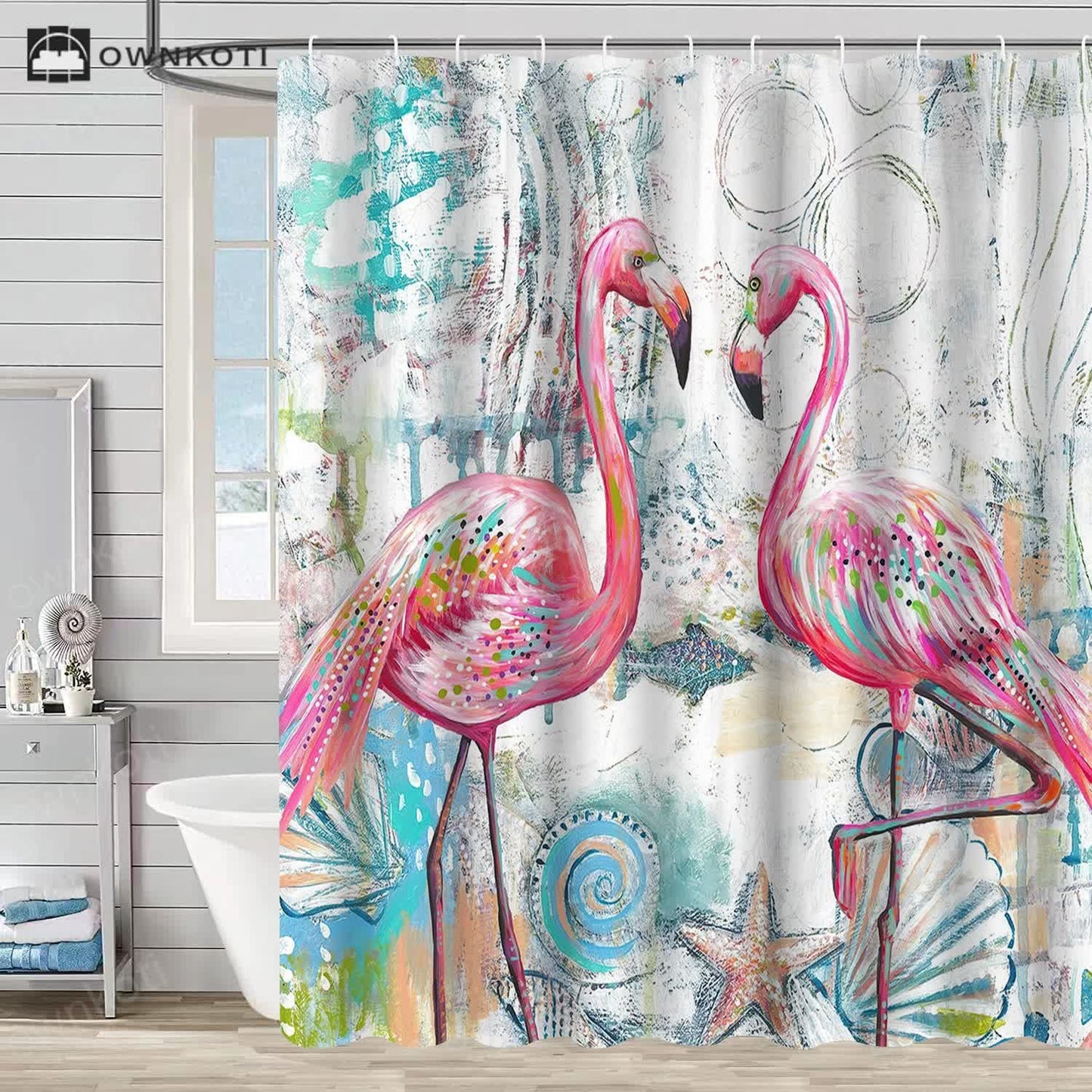 Flamingo Waterproof Decorative Shower Curtain