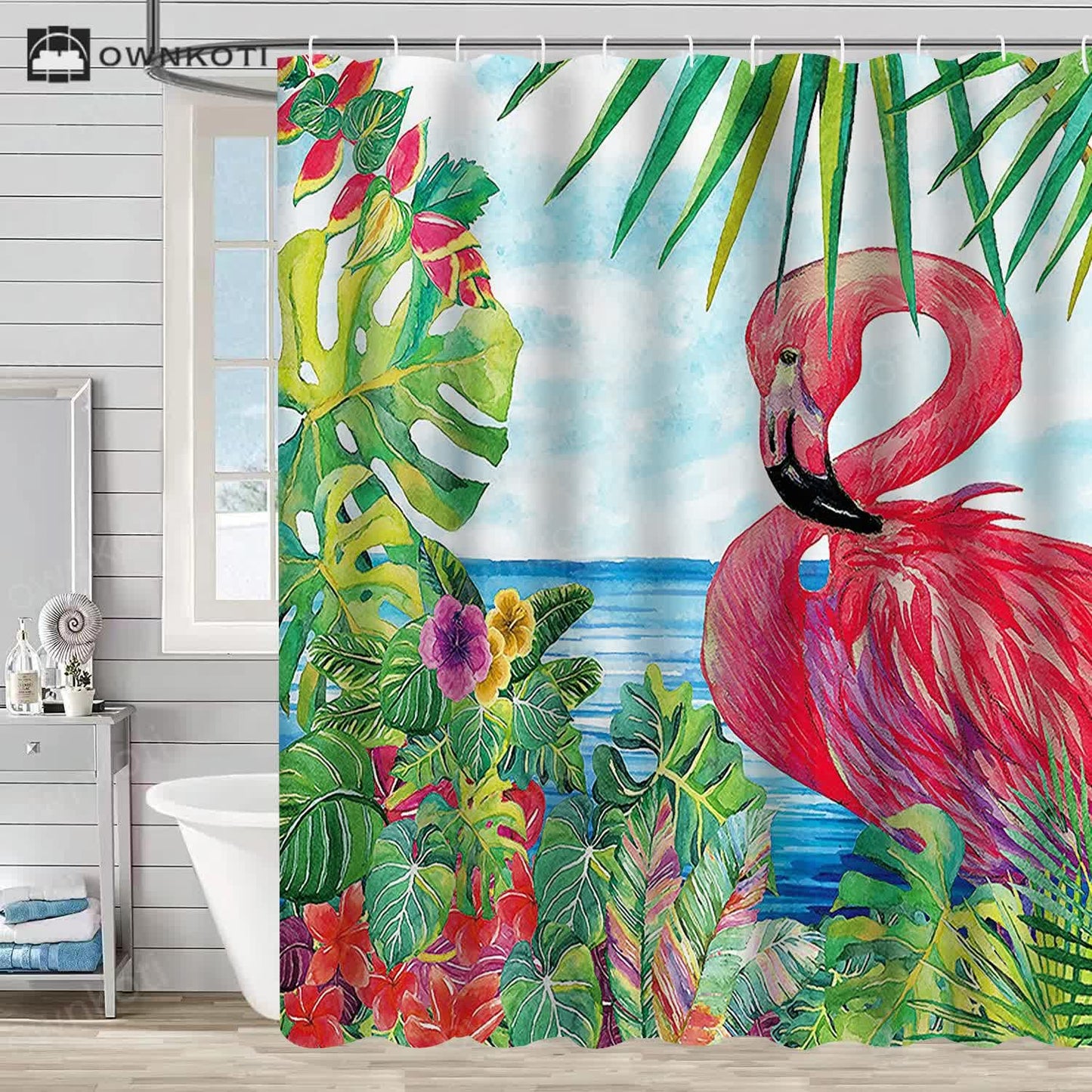 Flamingo Waterproof Decorative Shower Curtain