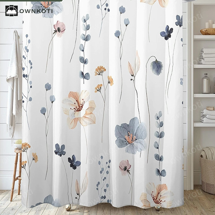Elegant Floral Waterproof Decorative Shower Curtain