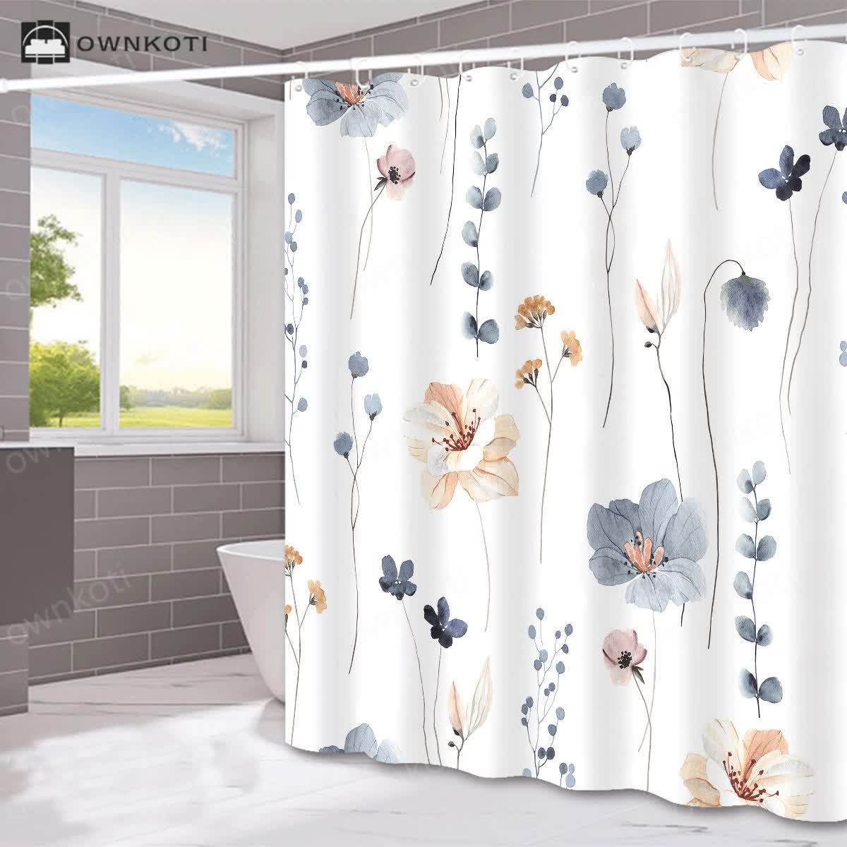 Elegant Floral Waterproof Decorative Shower Curtain