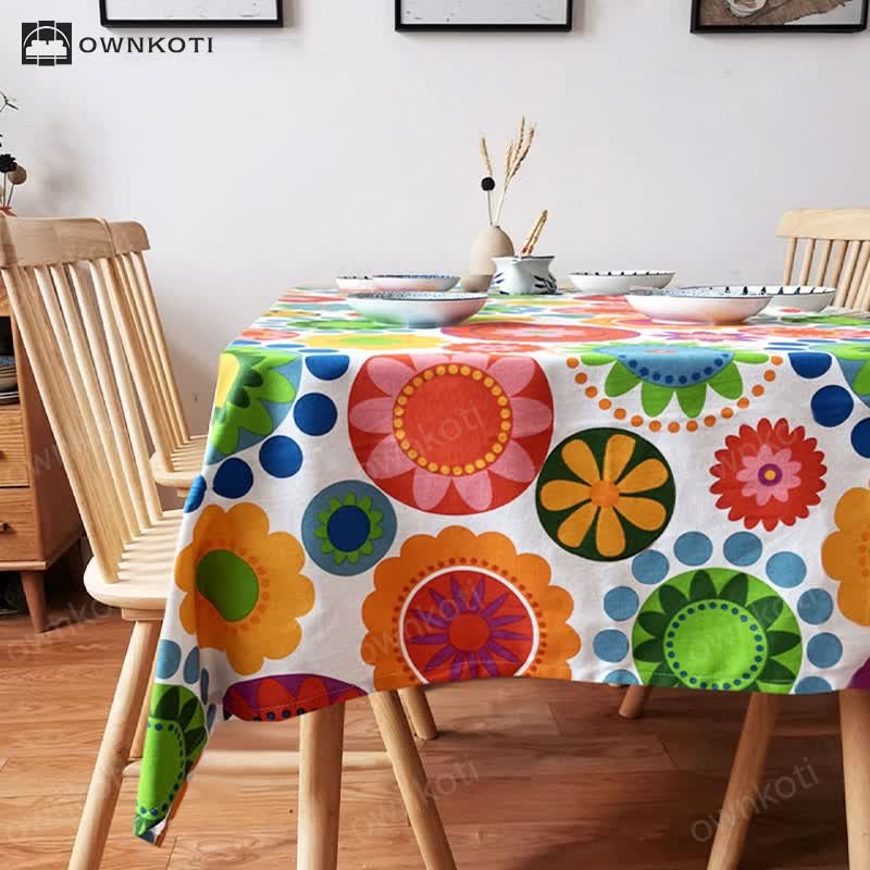 Colorful Vintage Ethnic Style Floral Tablecloth