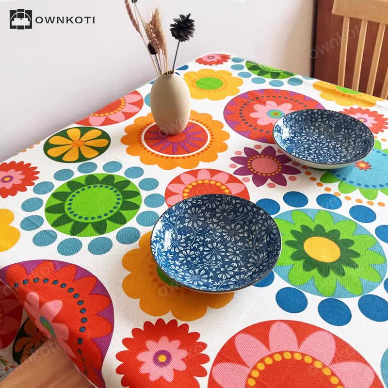 Colorful Vintage Ethnic Style Floral Tablecloth