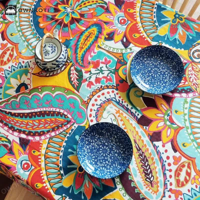 Colorful Vintage Ethnic Style Floral Tablecloth