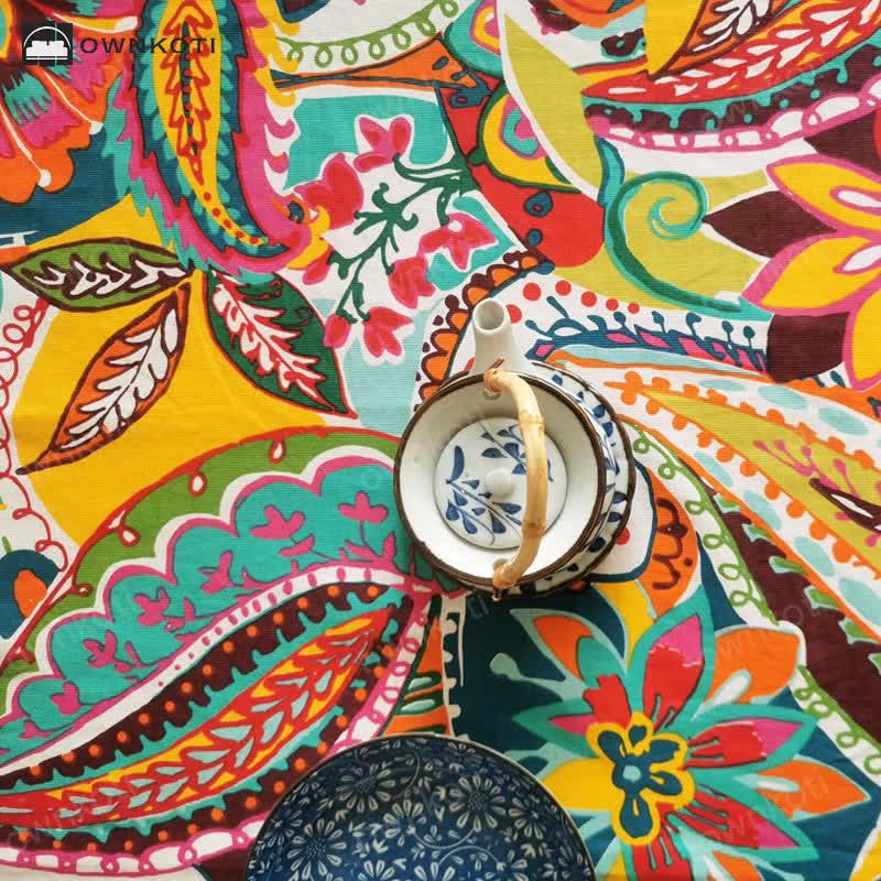 Colorful Vintage Ethnic Style Floral Tablecloth