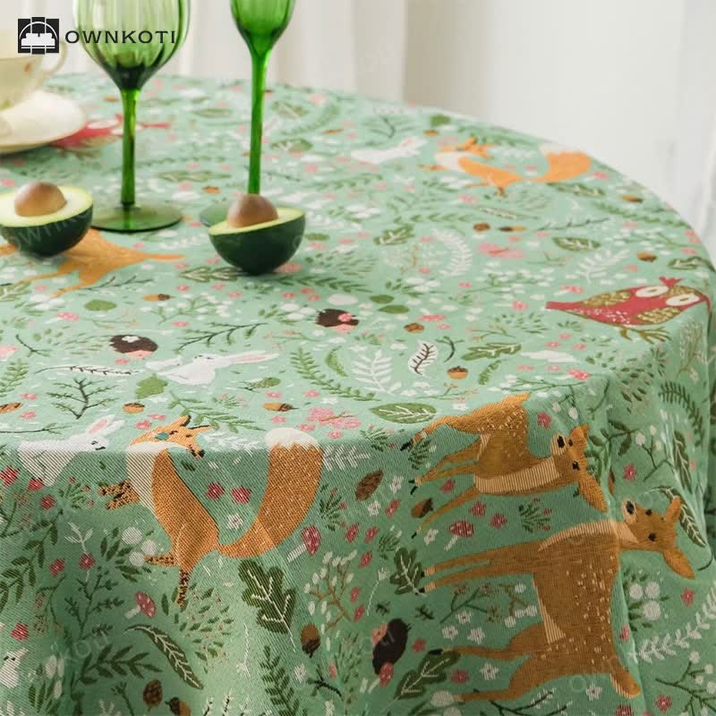 Cute Deer Jungle Animal Rectangular Tablecloth