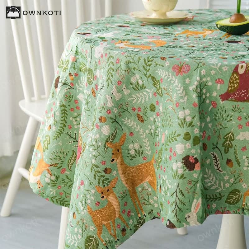 Cute Deer Jungle Animal Rectangular Tablecloth