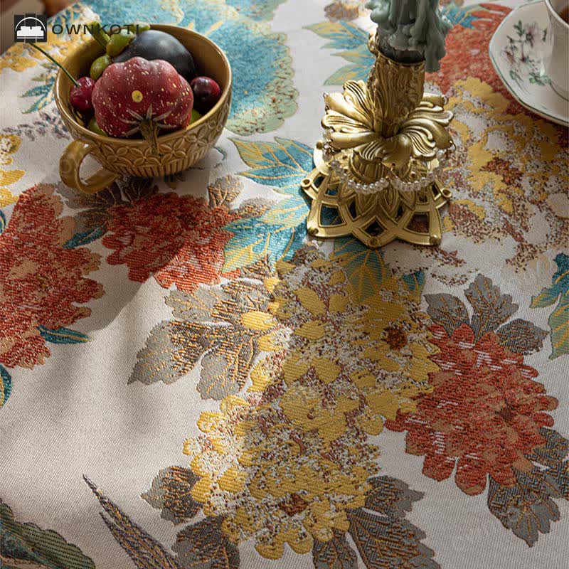 Luxury Peony Tassel Waterproof Tablecloth