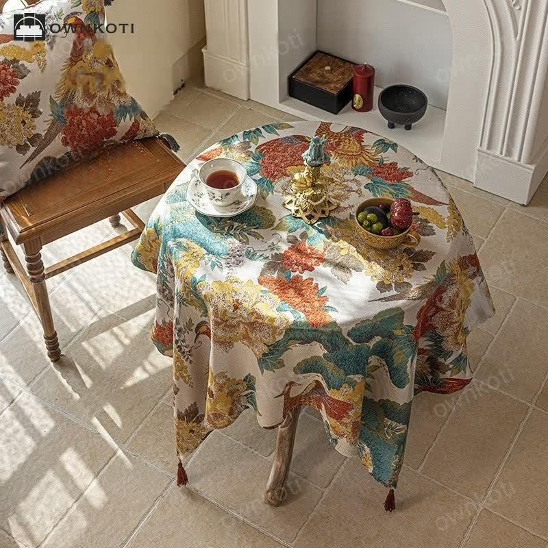 Luxury Peony Tassel Waterproof Tablecloth