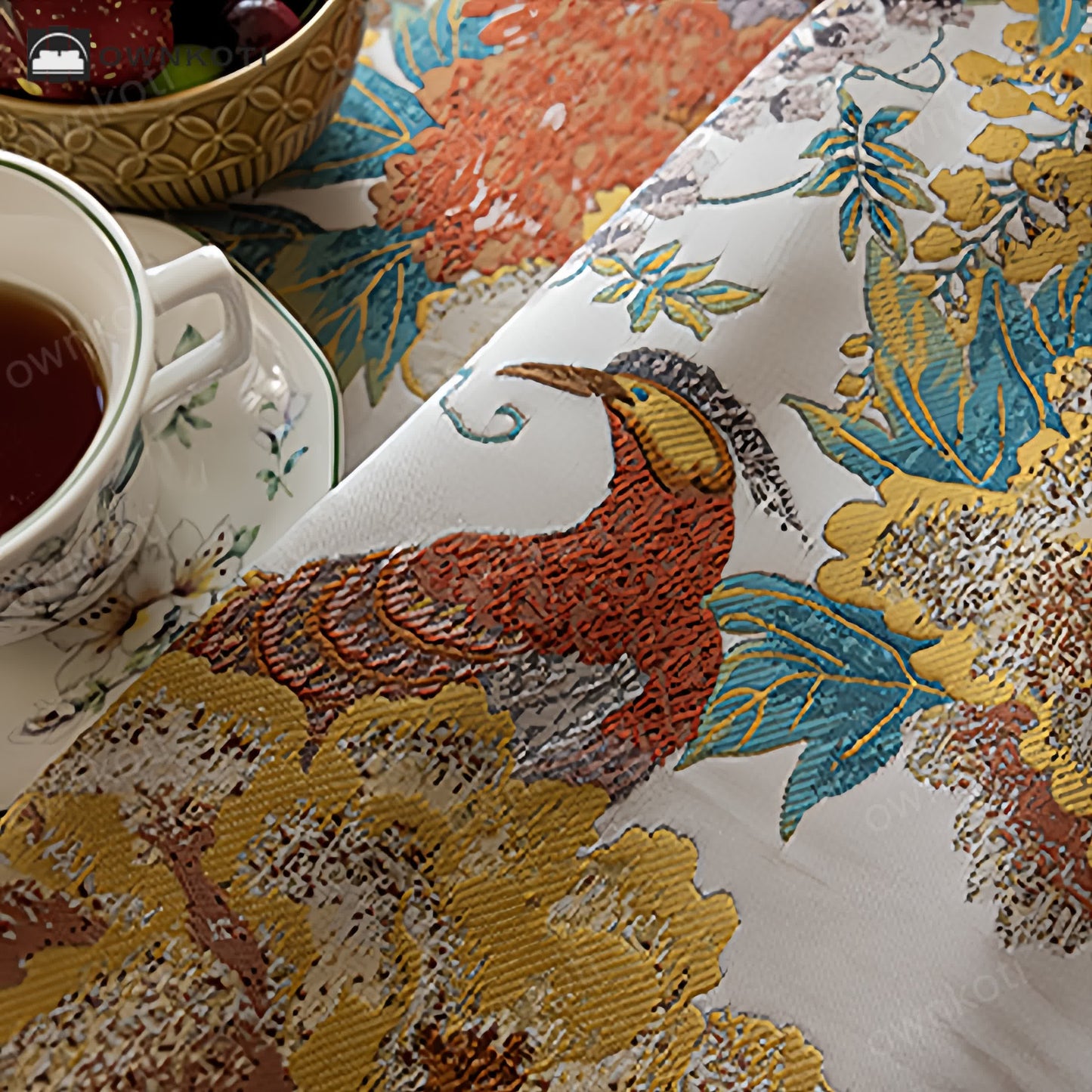Luxury Peony Tassel Waterproof Tablecloth