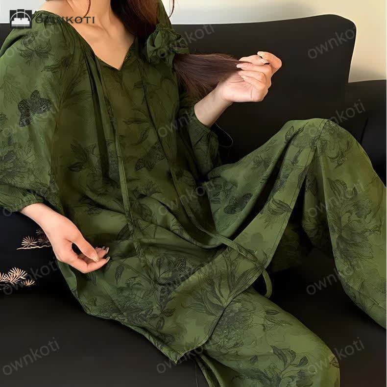 Retro Plus Size Soft Floral Nightwear Set