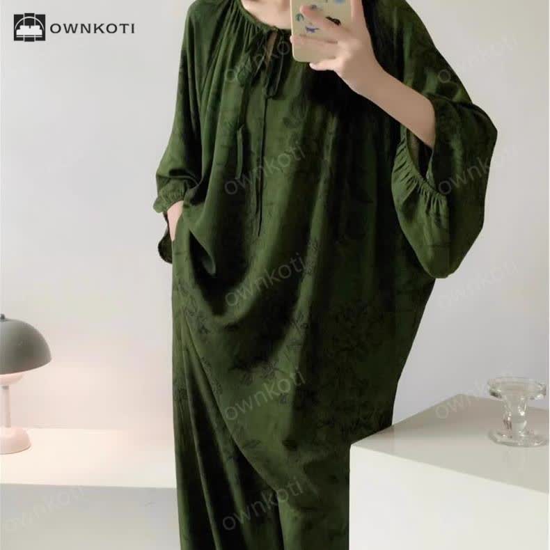 Retro Plus Size Soft Floral Nightwear Set