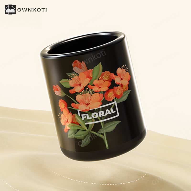 Durable Double Layer Vintage Floral Trash Can