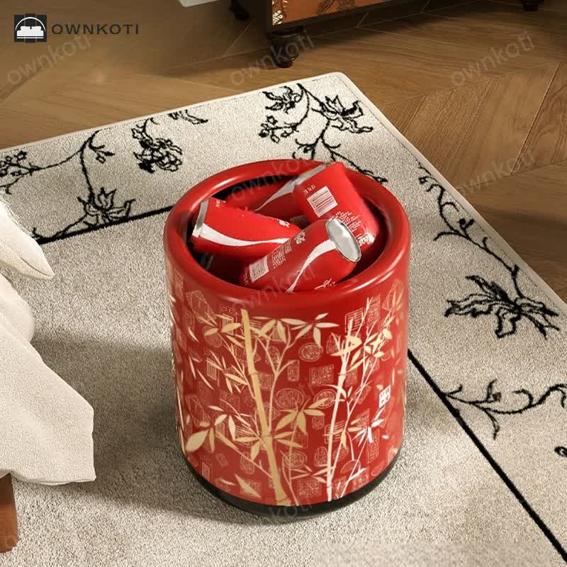 Vintage Bamboo Double Layer Trash Bin