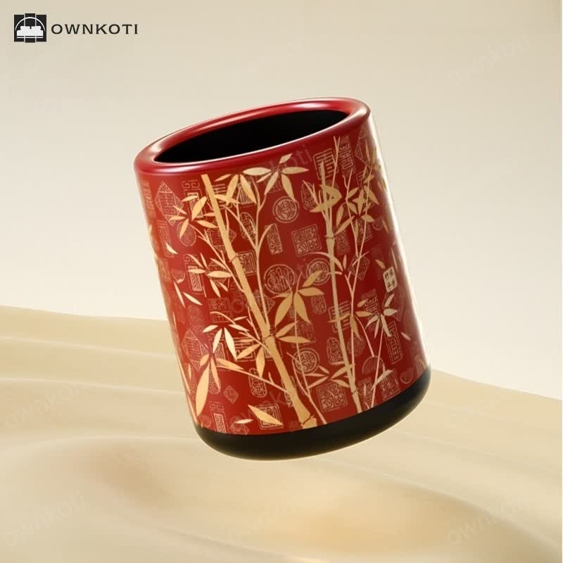 Vintage Bamboo Double Layer Trash Bin