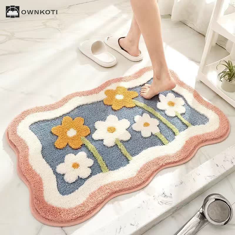 Plant Flower Cartoon Absorbent Floor Mat
