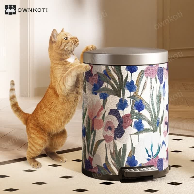 Vintage Pastoral Leather Large Capacity Trash Can