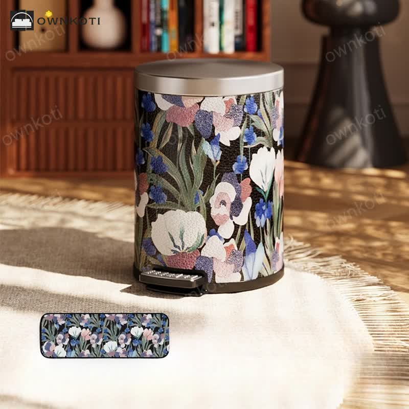 Vintage Pastoral Leather Large Capacity Trash Can