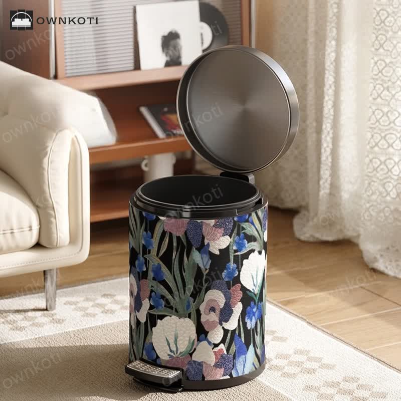 Vintage Pastoral Leather Large Capacity Trash Can