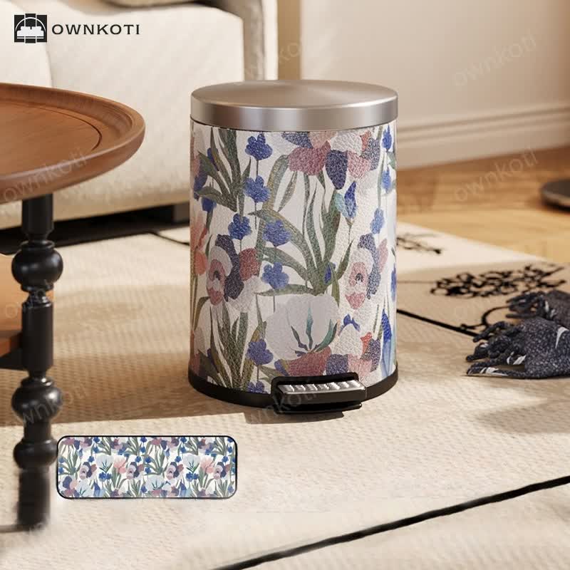 Vintage Pastoral Leather Large Capacity Trash Can