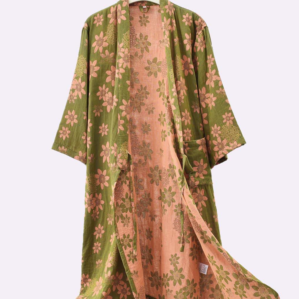Jacquard Floral Gauze Lightweight Bathrobe - image 3