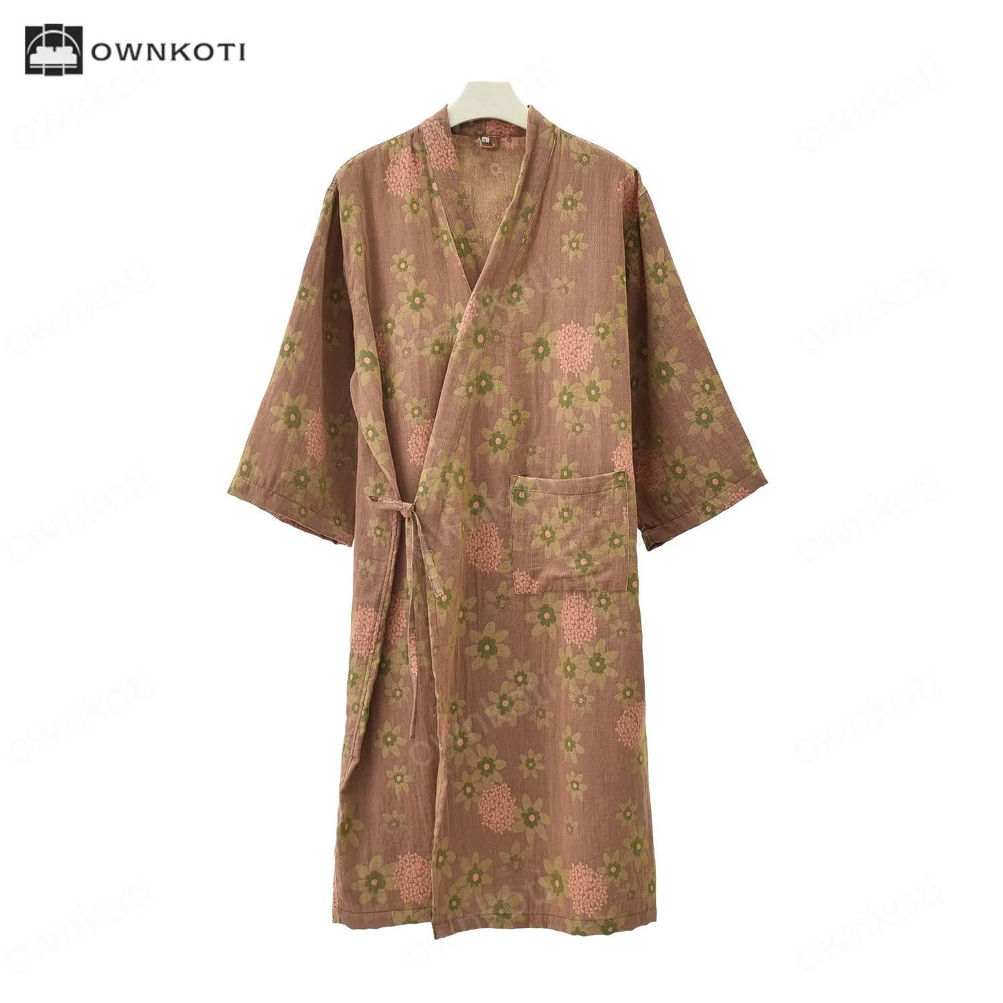 Jacquard Floral Gauze Lightweight Bathrobe