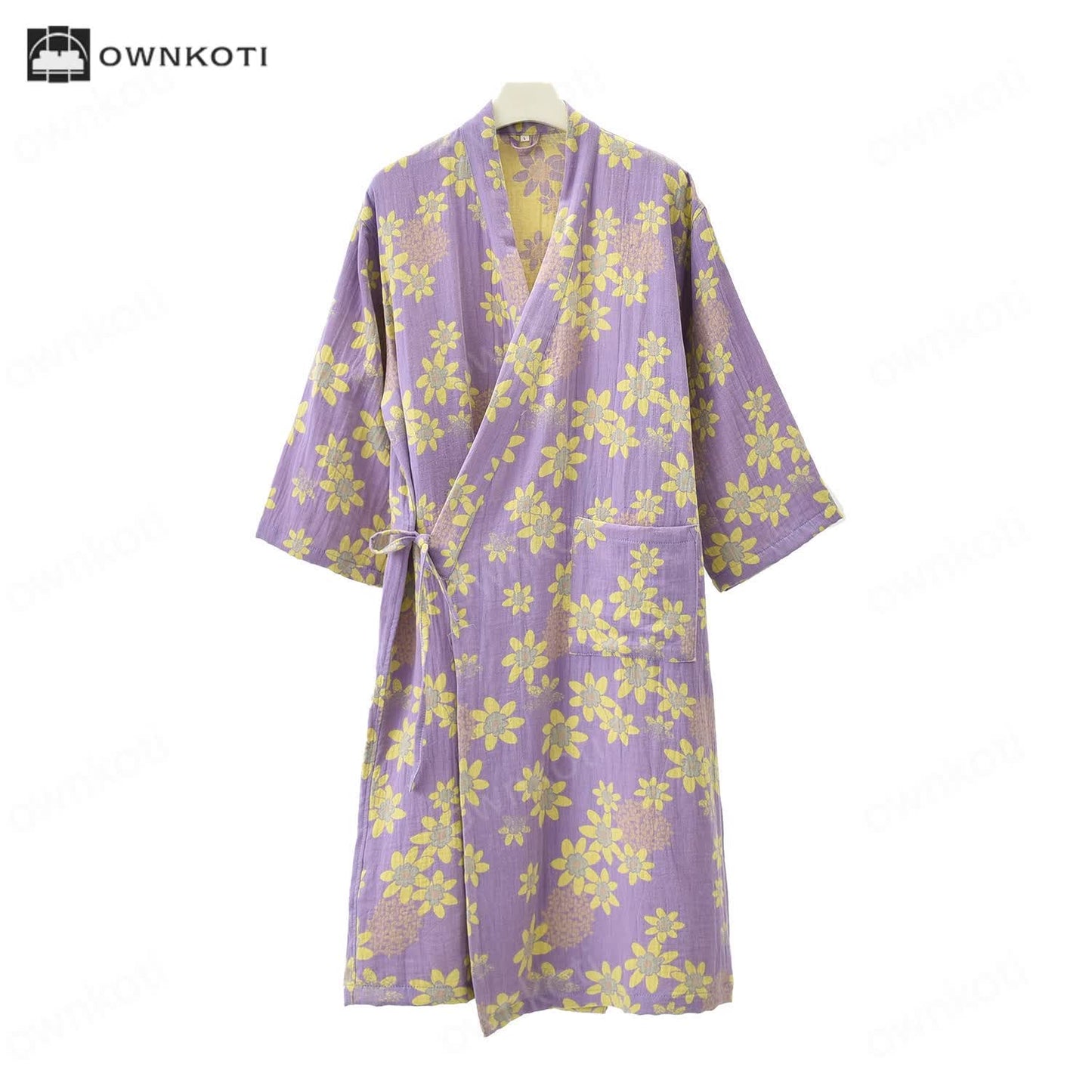 Jacquard Floral Gauze Lightweight Bathrobe