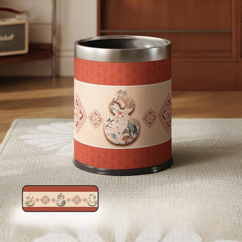 Double Barrel Retro Leather Durable Trash Can