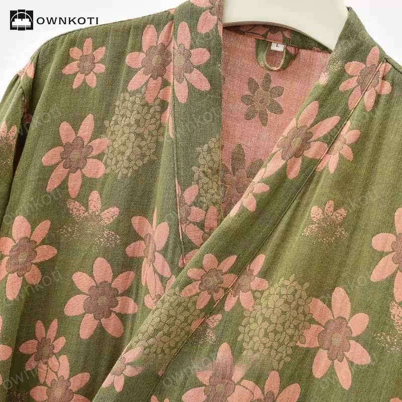 Jacquard Floral Gauze Lightweight Bathrobe