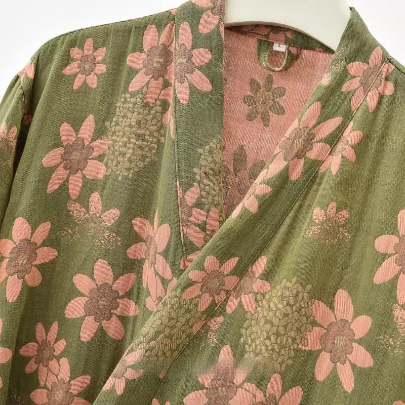 Jacquard Floral Gauze Lightweight Bathrobe - image 4