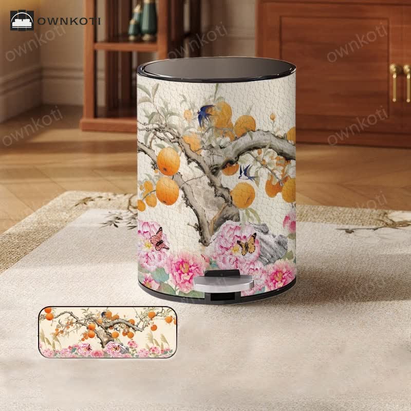 Pastoral Leather Large Capacity Trash Bin