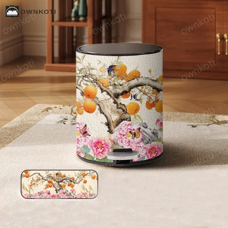 Pastoral Leather Large Capacity Trash Bin