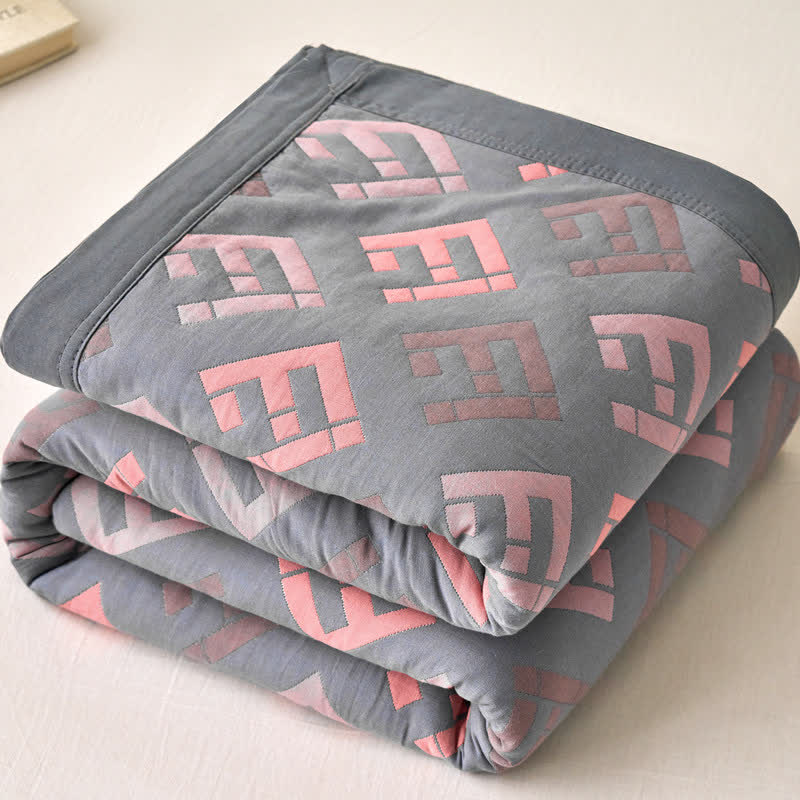 Luxurious Jacquard Cotton Gauze Breathable Blanket