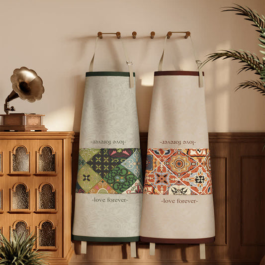 Retro Geometric Pattern Waterproof Kitchen Apron