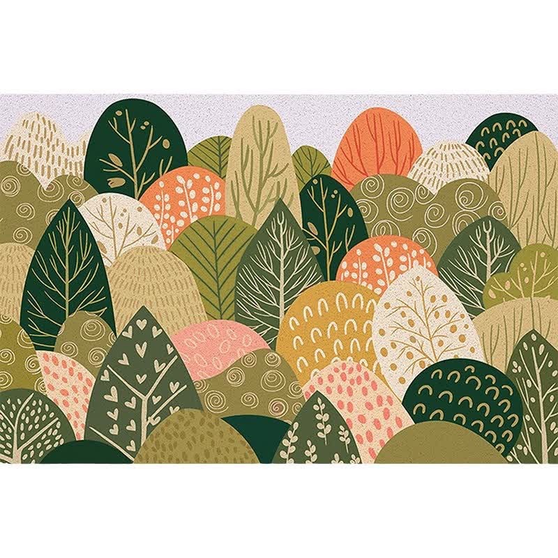 Cuttable Oil Painting Style Plant Leaf Floor Mat