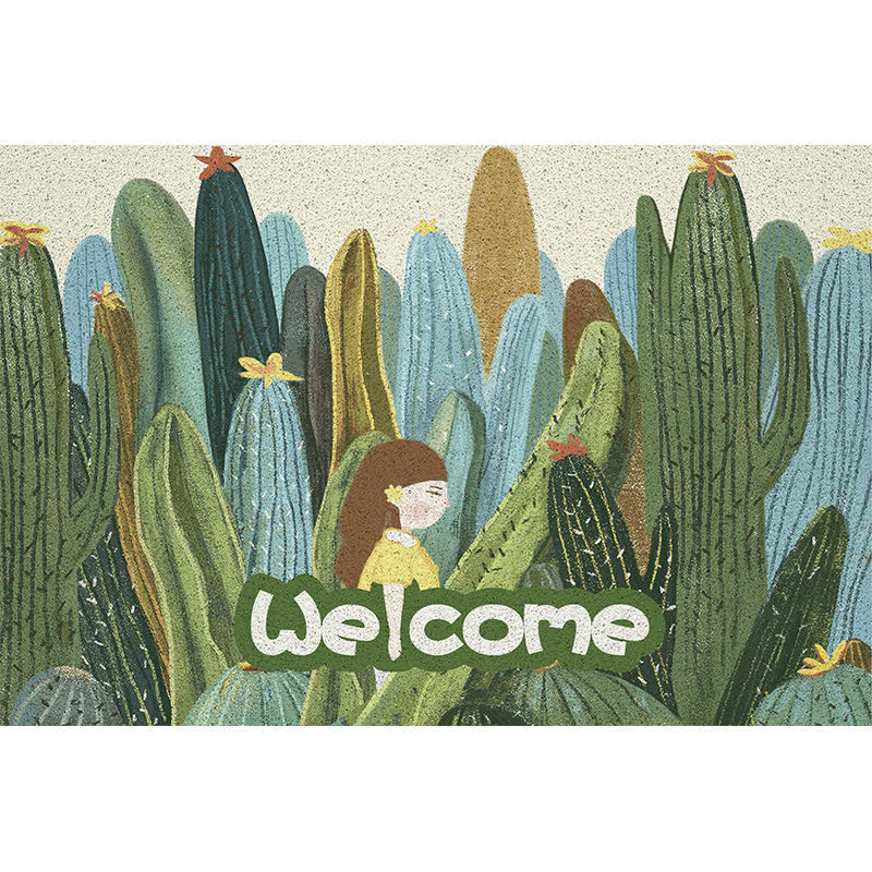 Cuttable Oil Painting Style Plant Leaf Floor Mat