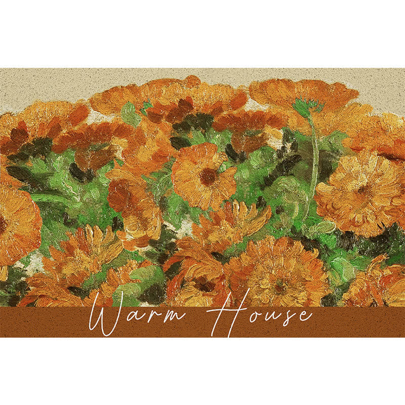 Cuttable Oil Painting Style Plant Leaf Floor Mat