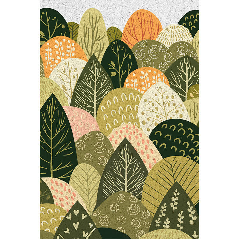 Cuttable Oil Painting Style Plant Leaf Floor Mat