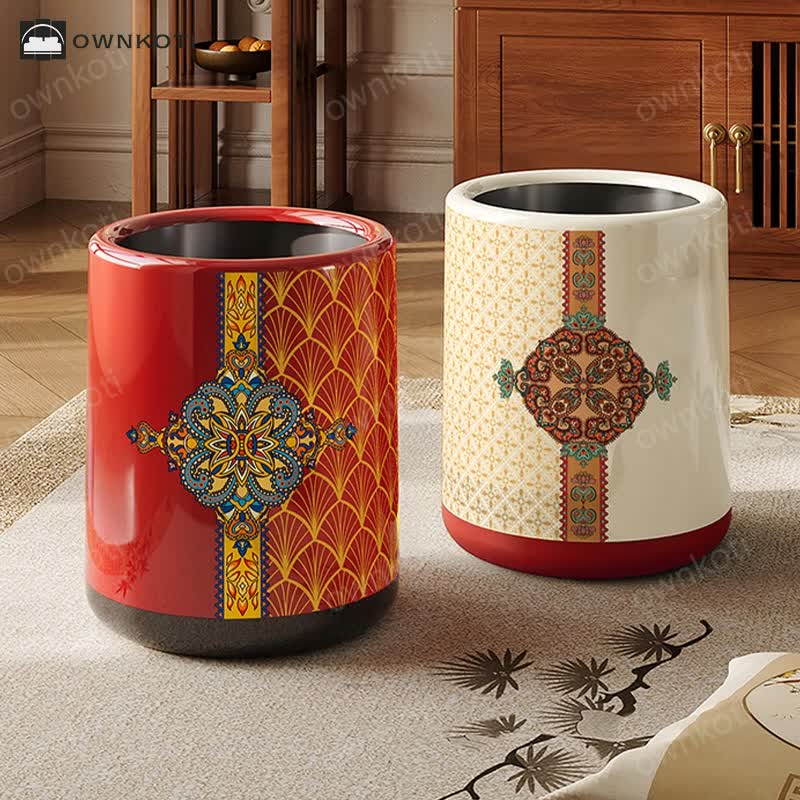 Moroccan Style Double Barrel Decorative Trash Bin
