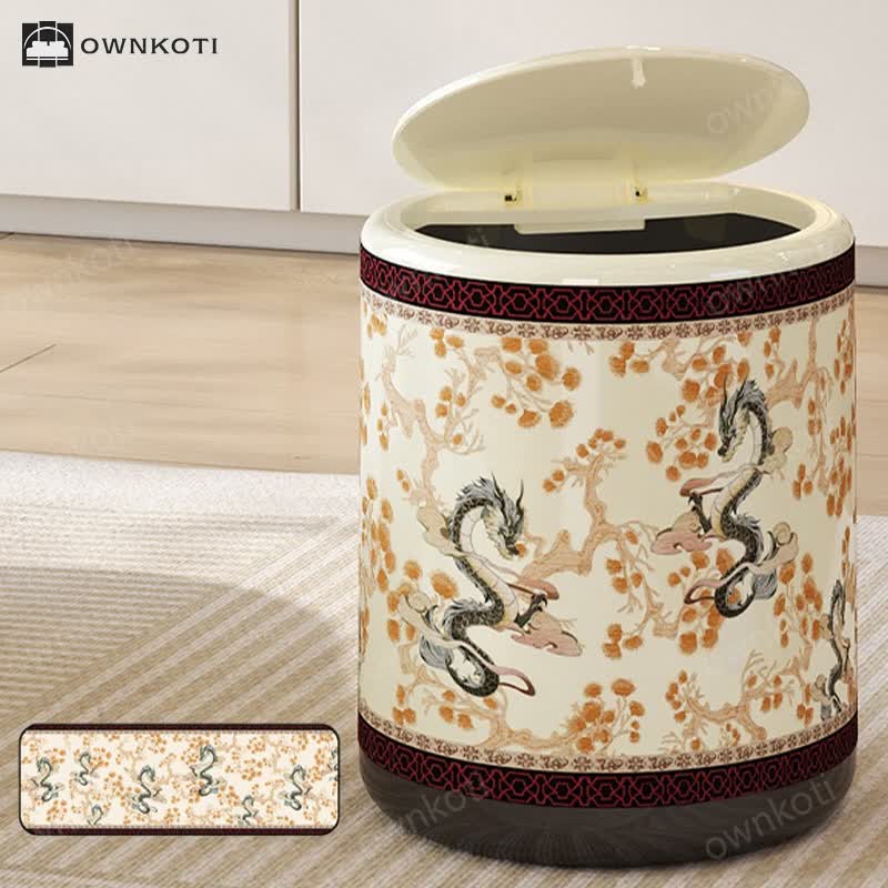Decorative Elegant Floral Durable Trash Bin