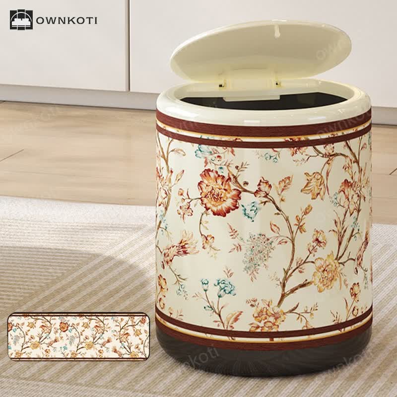 Decorative Elegant Floral Durable Trash Bin