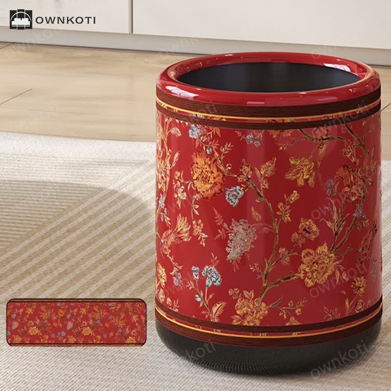 Decorative Elegant Floral Durable Trash Bin