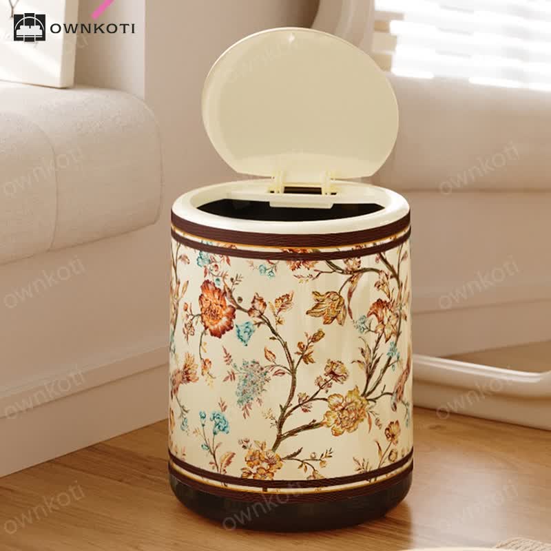 Decorative Elegant Floral Durable Trash Bin