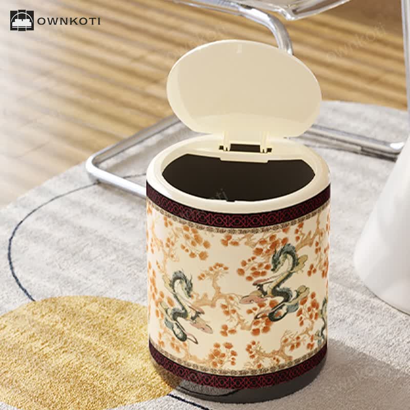 Decorative Elegant Floral Durable Trash Bin