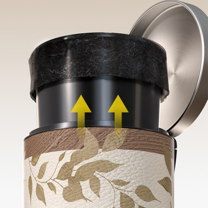 Floral Bird Luxurious Leather Trash Bin