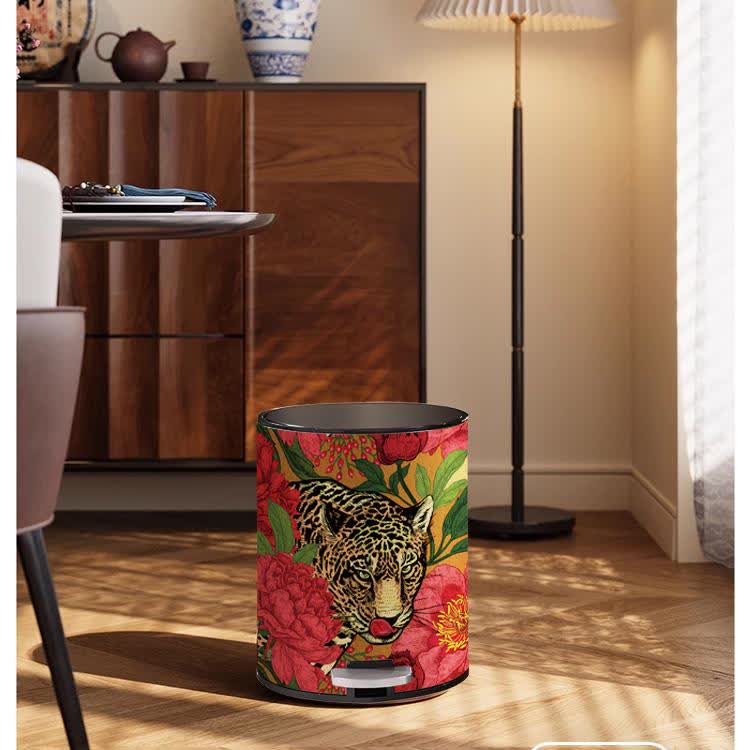 Forest Tiger Leather Durable Trash Bin