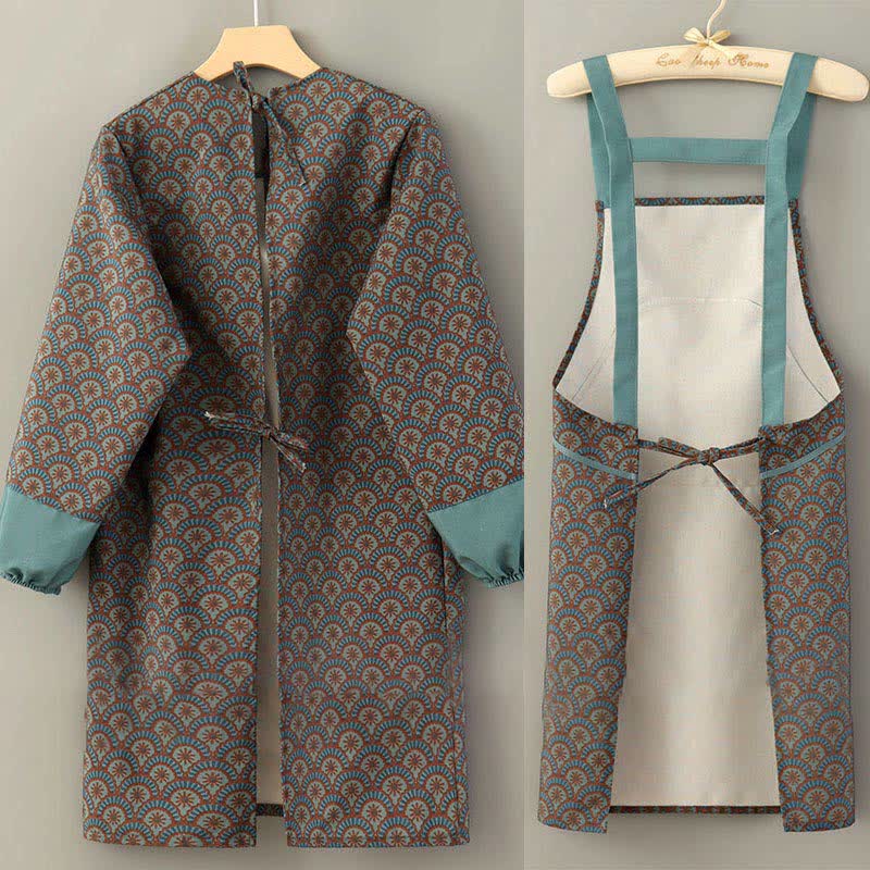 Vintage Long Sleeve Stain Resistant Canvas Kitchen Apron