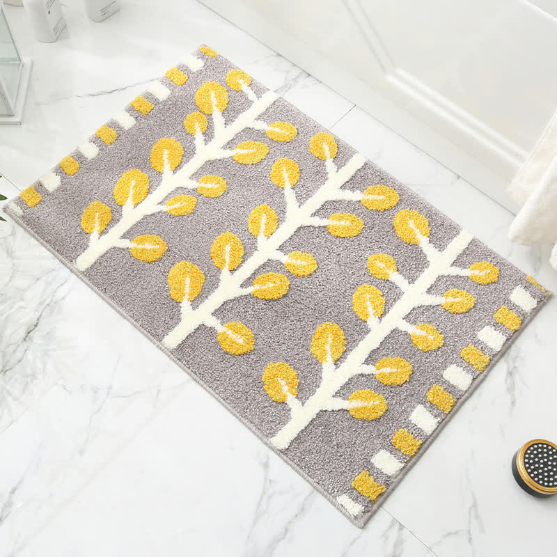 Leaf Print Imitation Cashmere Non-slip Absorbent Rug