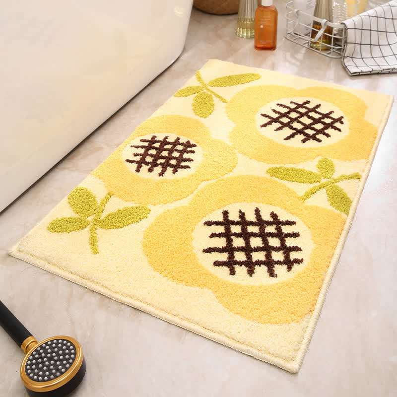 Leaf Print Imitation Cashmere Non-slip Absorbent Rug